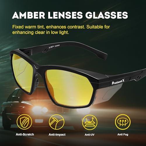 ProtectX Classic Safety Glasses, Anti-Fog Scratch Resistant Lenses