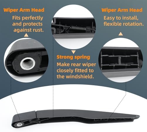 Rear Wiper Arm and Blade Set Replacement for Ford Escape 2013-2018, Explorer 2011-2018, Lincon Mkx 2016-2018 Rear Window Back Wiper Arm Blade Replaces Part Number BB5Z17528A, BB5Z17C526A, BB5Z17526C