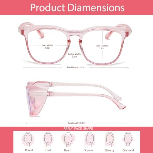 Feaglo Safety Glasses, Anti Fog Safety Goggles for Women Men, Blue Light Blocking Stylish Eye Protection Glasses Side Shield