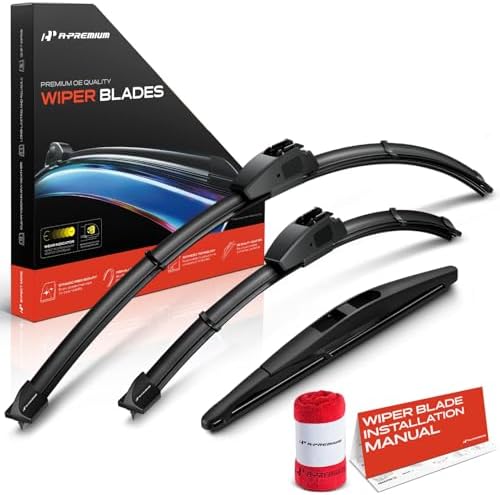 A-Premium 26"+14"+10" Windshield Wiper Blades with Wear Indicator & Towel