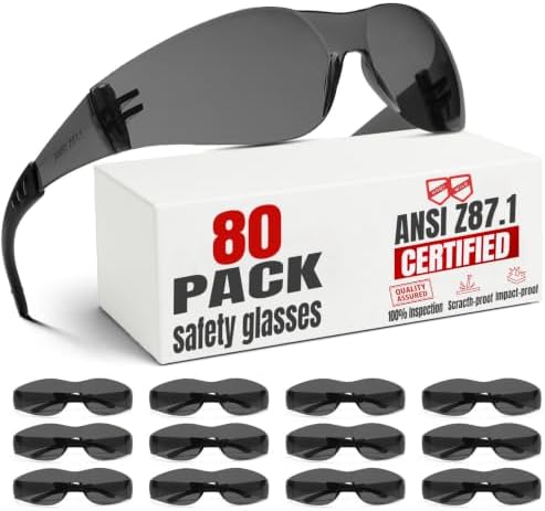 ANSI Z87.1 Tinted Safety Glasses Bulk 80pack,Safety Sunglasses for men and women,Scratch & Impact Resistant UV protection sunglasses for Construction,Outdoor Sports & Work