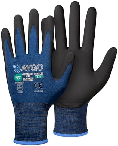 KAYGO Safety Work Gloves, MicroFoam Nitrile Coated, Men Women,KG18N