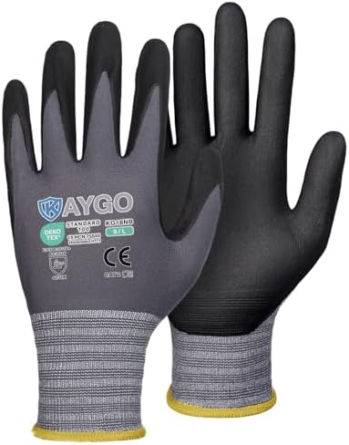 KAYGO Safety Work Gloves, MicroFoam Nitrile Coated, Men Women,KG18N