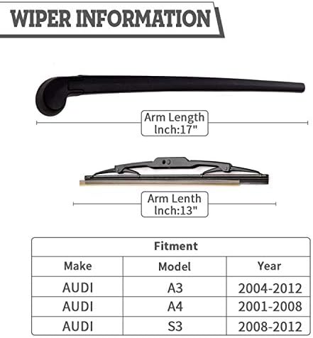 Rear Wiper Arm Blade for Audi A3 2006-2013 S3 2002-2008 A4 2002-2008