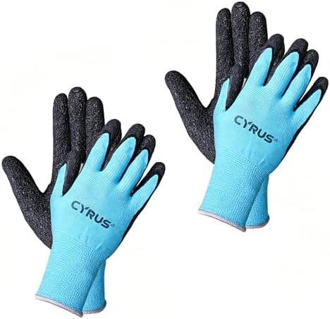 CYRUS 2 Pairs Nitrile Gardening Gloves for Women＆Men, Thorn-Proof Garden Gloves,Work for Weeding, Digging, Pruning