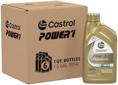 Castrol Power1 4T 10W-50 Full Synthetic Motorcycle Oil, 1 Quart, Pack of 6