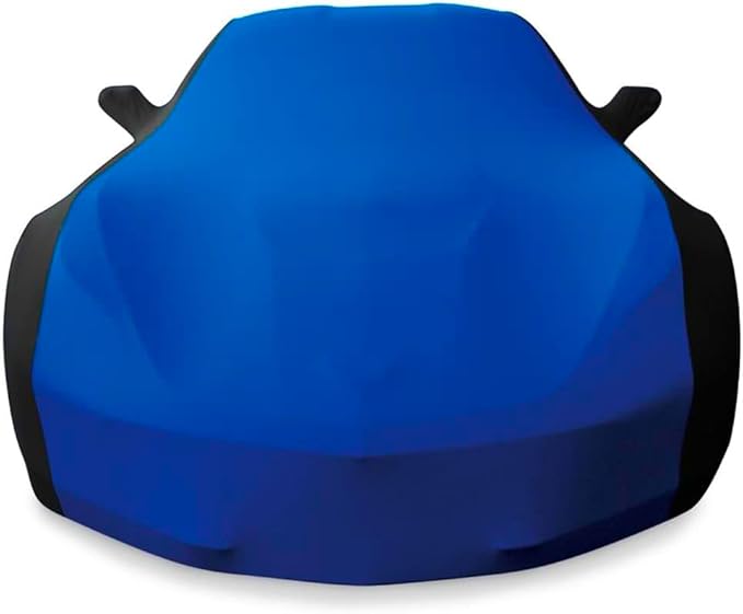 SR1 Performance USA Ultraguard Stretch Satin Indoor Car Cover for C7 Corvette (2014-2019) – Sport Series Custom Fit, Soft Dust Protection, Scratch-Free, Breathable Garage Cover (Blue/Black)