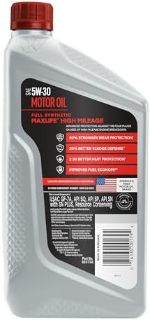 Valvoline Full Synthetic High Mileage with MaxLife Technology SAE 5W-30 Motor Oil 1 QT, Case of 6