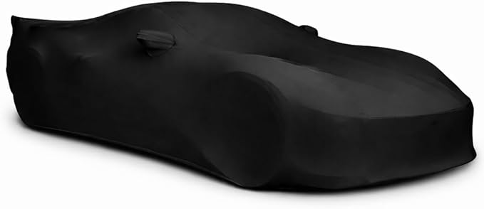 SR1 Performance USA Ultraguard Corvette Car Cover Custom Fit for C8 Corvette (2020-2026) – Indoor Stretch Satin Dust Protection, Soft Breathable Snug Fit (Black)