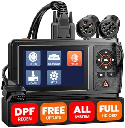 ANCEL HD431 Heavy Duty Truck Scanner, DPF Regen & Forced Reset for Paccar & Detroit Engines, Full System Diagnostics Diesel Code Reader, Professional OBD2/HDOBD Mechanic Tool for Commercial Vehicles