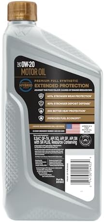 Valvoline Extended Protection Full Synthetic Motor Oil SAE 0W-20 1 QT, Case of 6
