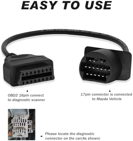OBD2 Adapter for Mazda 17 Pin OBD1 to 16 Pin OBD2 Diagnostic Cable