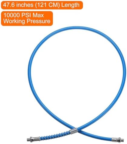 HARFINGTON Grease Gun Hose 47.6" 10000 PSI Spring Flex High Pressure Quick Release Grease Replacement with Coupler 1/8" NPT Threads for Grease Gun, Blue