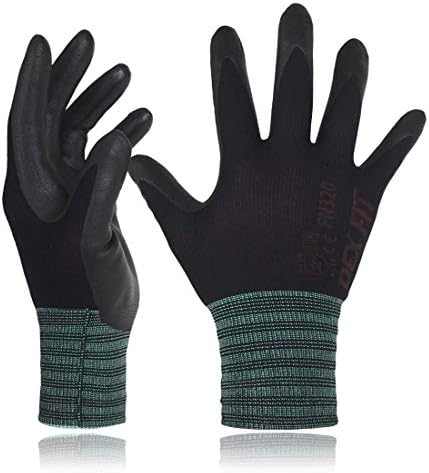 DEX FIT FN320 Precision Grip Work Gloves, 3D-Comfort Fit, Ultra Stretch Nylon Gloves, Lightweight & Flexible for Warehouse Handling, Assembly, Delivery, and Gardening, Black, M, 3 Pairs