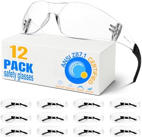 Safety Glasses Ansi Z87.1 Clear Safety Glasses Bulk Impact Scratch Resistant Lens Protective Eyewear for Men Women