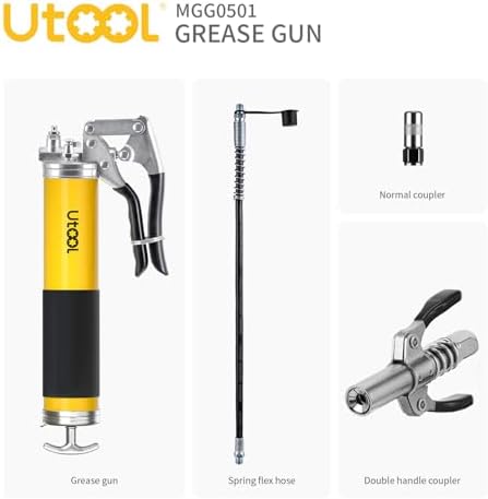UTOOL 8000 PSI Heavy Duty Pistol Grip Grease Gun Kit, 14 oz Capacity