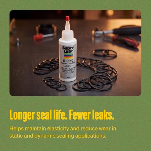 Super Lube O-Ring Silicone Lubricant - Waterproof Silicone & Rubber Seal Grease - Heat Stable Lubricant & Oxidation Protection - Food Grade H1 Grease - Clear - Bottle - 4 oz (56204)