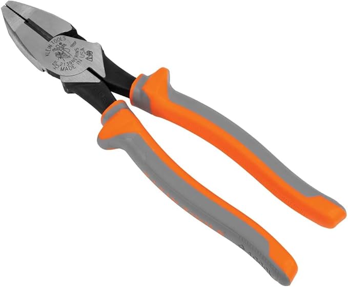 Klein Tools 2139NERINS 1000V Insulated Side Cutter Pliers, Made in USA, High Leverage Design, Induction Hardened Knives, 9-Inch