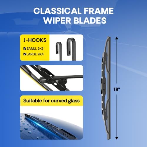 5 PLUS® 16" Silicone Wiper Blades(Pack of 1) - Premium Fit J-Hook Arm