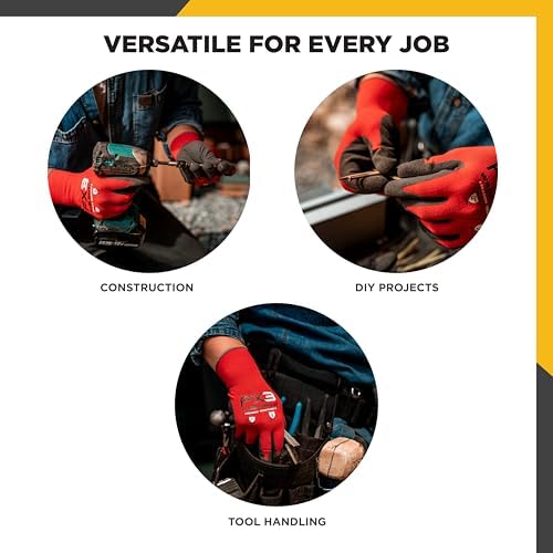 Wells Lamont Men's FX3 Nitrile Coated Grip Work Gloves, Red, Small