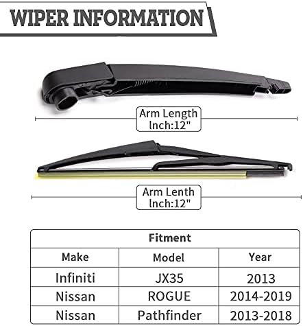 Rear Wiper Arm Blade for Nissan Rogue 2014-2020 Pathfinder 2013-2019