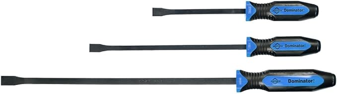 Mayhew Tools 14071BL Dominator Pro 3-Piece Pry Bar Set, 12", 17" & 25" Curved Pry Bars, Blue