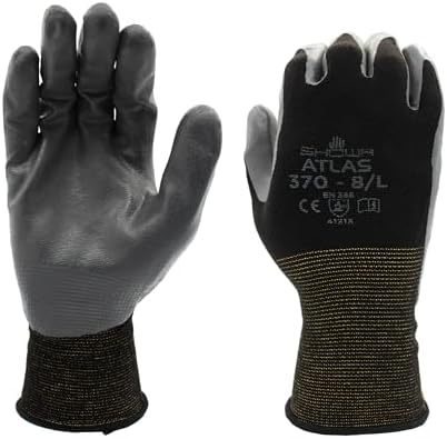SHOWA Atlas 370B Professional Nitrile Work Gloves,for Landscaping, Gardening & Assembly, General Purpose Gloves
