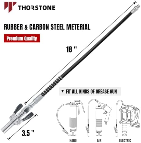 Thorstone 7000PSI Heavy Duty Pistol Grip Grease Gun Kit, 2PCS