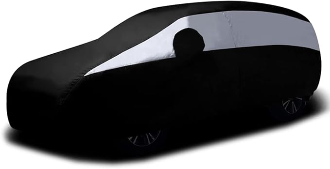 Titan Lightweight Mid-Size SUV Car Cover (Black Pearl) for Ford Explorer, Jeep Grand Cherokee, and More. Waterproof Cover Measures 206 Inches and Includes a Driver-Side Door Zipper.