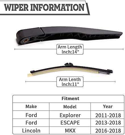 Rear Wiper Arm Blade Kit for Ford Escape 2013-2023 Explorer 2011-2023