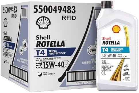 Shell Rotella T4 Triple Protection 15W-40 Diesel Engine Oil, 1 Quart (6 Pack)