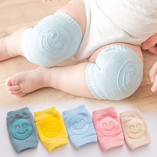 SUJAYU 5 Pairs Baby Knee Pads for Crawling Walking, Soft Cotton Knee Pads for Kids Toddler Knee Pad, Baby Crawling Helper, Rodilleras Para Bebe