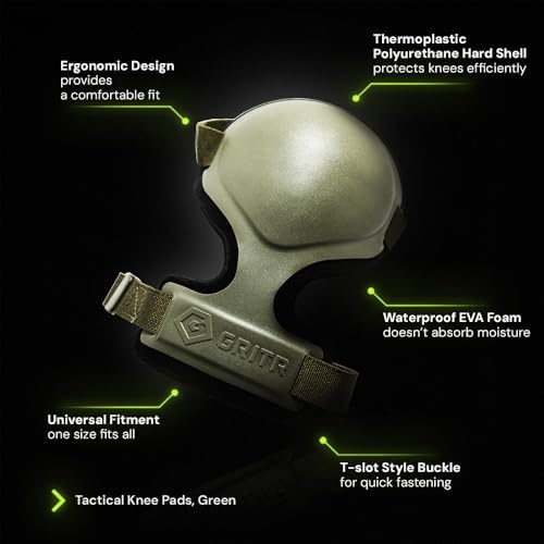 GRITR Tactical Knee Pads - Heavy Duty Knee Protectors, Range Green