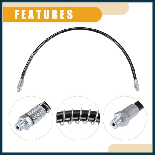 2 Pcs 31 Inch Universal 1/8" NPT Grease Gun Flex Hose - Trailer Flex Grease Hose Extension Non-Slip - Metal Black Automotive Parts