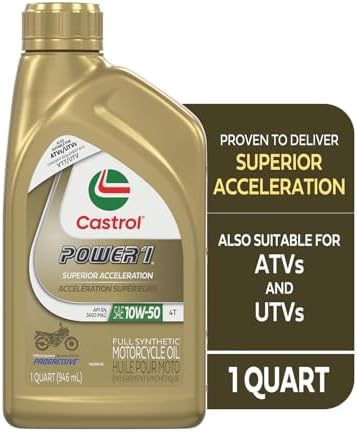 Castrol Power1 4T 10W-50 Full Synthetic Motorcycle Oil, 1 Quart, Pack of 6