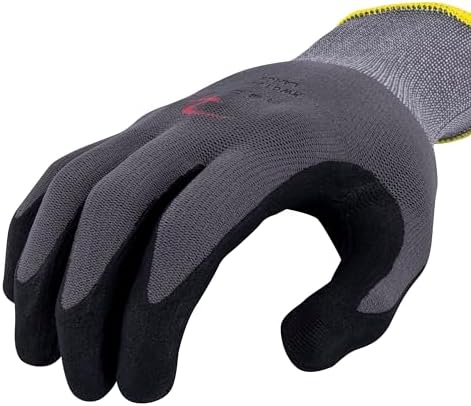 Radians Unisex Industrial Work Glove - Construction: Nylon Shell with Foam Nitrile Palm Dip - Gray - Standard Size XL