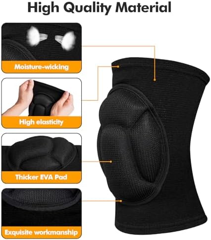 Protective Knee Pads, Thick Sponge Anti-slip,Women's/Men's Knee Pads for Volleyball, Rock Climbing, Cycling, Dancing, Gardening, Gardening, Flooring, House Cleaning, Construction Work with Thick EVA Foam Liner Black L