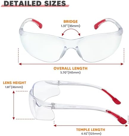 24 Pack Clear Safety Glasses, Protective Eyewear UV Protection & ANSI Z87.1, Safety Goggles Scratch & Impact Resistant Eye Protection for Men & Women - Ideal for Construction, Shooting, Lab Work