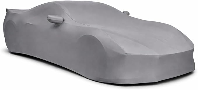 SR1 Performance USA Ultraguard Corvette Car Cover Custom Fit for C8 Corvette (2020-2026) – Indoor Stretch Satin Dust Protection, Soft Breathable Snug Fit (Dark Gray)