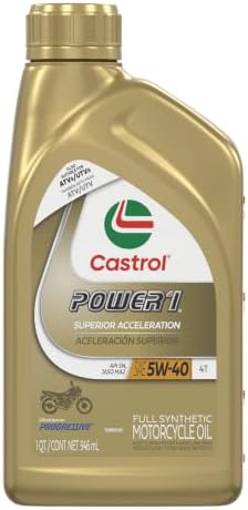 Castrol Power1 4T 5W-40 Full Synthetic Motorcycle Oil, 1 Quart, Pack of 6