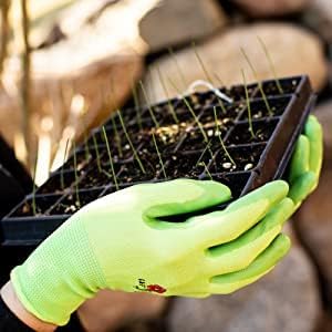G & F Products Women's Gardening Gloves, Micro Foam Nitrile Coated Work Gloves for Gardening, Yard Work & Pruning