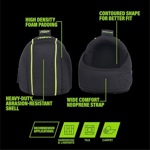 AWP Flooring Knee Pads, One Size, 1 Pair, Black