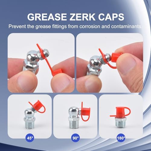 260 PCS SAE & Metric Grease Fittings Kit - Hydraulic Zerk Assortment 1/4" 1/8" M6 M8 M10 with Straight, 45°, and 90° Degree Heads for Automotive and Industrial Use, Galvanized Steel Set