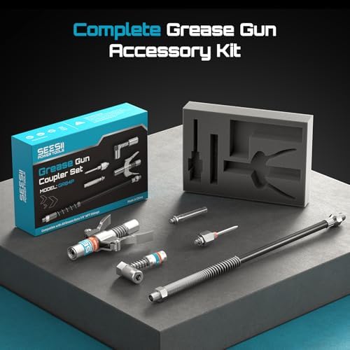 Seesii Grease Gun Accessory Kit for Easy Greasing Narrow & Tight Spaces