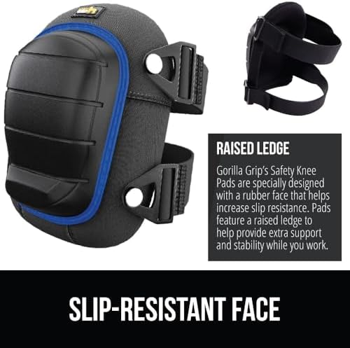 GORILLA GRIP® Knee Pads for Work, Gel Cushion Soft Foam for Men Blue