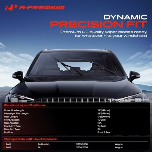 A-Premium 22"+22"+13" Windshield Wiper Blades with Wear Indicator & Towel