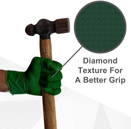 WECARE 8 Mil Nitrile Gloves - Heavy Duty Mechanic Gloves, with Diamond Grip - Powder and Latex Free Disposable Gloves