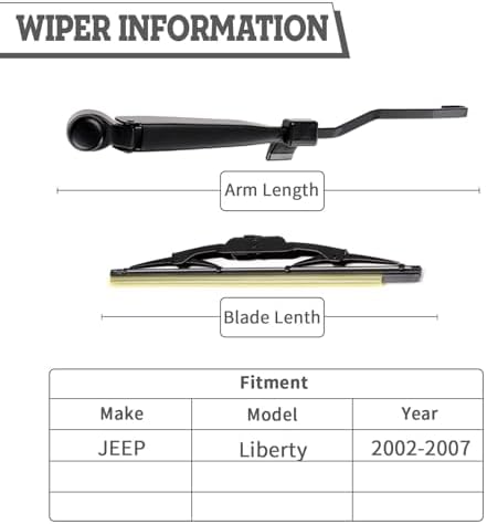 Rear Windshield Wiper Arm & Blade Assembly for Jeep Liberty 2002-2007