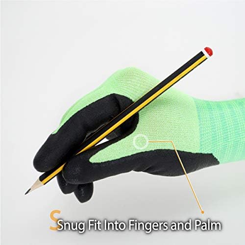 DEX FIT Nitrile Work Gloves FN330, 3D Comfort Fit, Touchscreen Grip Gloves for Warehouse, Construction, Package Handling, Delivery & General Work, Men & Women, Green, M, 12 Pairs