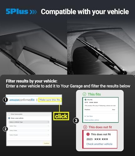 5 PLUS Custom-Fit Wipers fits 2013-2019 Ford Escape Windshield Wipers